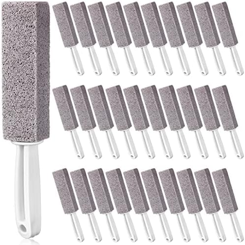 30 Pieces Pumice Toilet Bowl Brush Pumice Stone with Long Handle Toilet Stone Brush Block for Bath Grout Pool Kitchen Tubs Showers