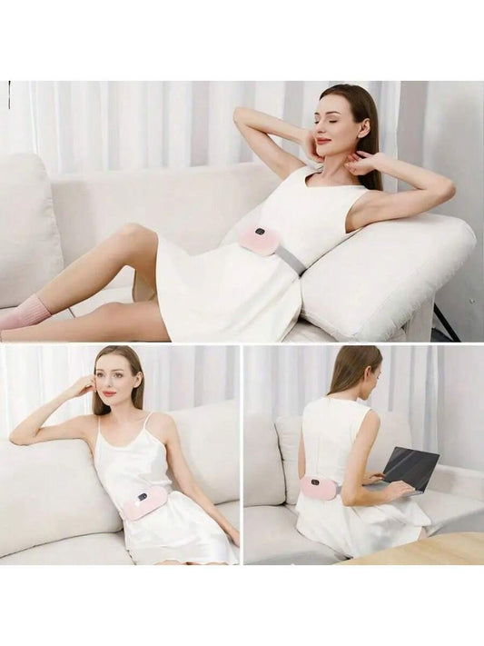 Portable Cordless Electric Waist Belt Device, Fast Heating Pad With 3 Heat Levels And 3 Massage Modes, Back Or Belly Heating Pad For Women And Girl