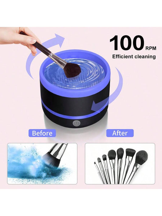 1PC USB Charger 8W Electric Makeup Brush Cleaner Machine, Quick Deep Cleaning, Skin Protection, Aint Brush Cleaner Rinse Cup, Paint Brush Cleaner, Brush Rinser For Painting, Artist Brush Cleaning Washer Rinser For Acrylic, Watercolor, Oil, Gouache