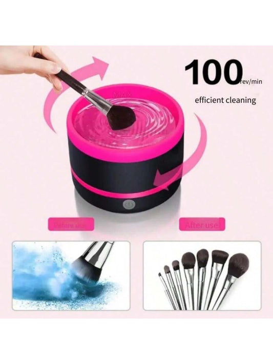 1pc Usb-Powered Electric Makeup Brush Cleaner With Automatic Cleaning, Blue/Pink, Lazy Tool For Fast Drying, Beaut And Makeup Tool