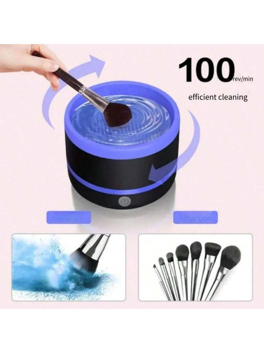 1pc Usb-Powered Automatic Electric Makeup Brush Cleaner With Quick Drying Function, Blue & Pink Are Available. It Is A Cleaning Tool That Is Perfect For Lazy People And Suitable For Cleaning And Drying Makeup Brushes Quickly