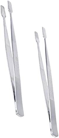 Angoily 2pcs Stamp Tweezers Wide Head Duck Beak Clip Stamp Collecting Tong Clips Straight Head Tweezers Philately Collector Tools for False Eyebrow Eyelash Silver