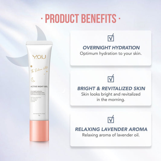 Y.O.U , The Radiance White Active Night Gel , 30 G