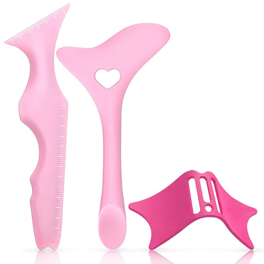 3Pcs Silicone Eyeliner Stencils Set Nose Contour Template Winged Tip Eyeliner Aid Multifunctional Eye Makeup Tool for Brow Eyelash Nose Shadow Highlighter Lipstick Contour Beginners Friendly