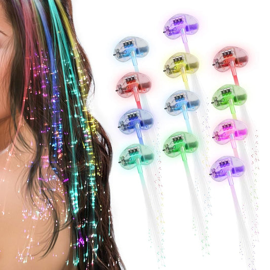 Topist LED Lights Hair, 12 Packs Light-Up Fiber Optic LED Hair Barrettes Party Favors for Party, Bar Dancing Hairpin, Hair Clip, Multicolor Flash Barrettes Clip Braid