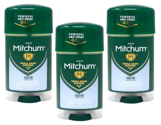 Mitchum Power Gel Antiperspirant Deodorant - Unscented - Net Wt. 2.25 OZ (63 g) - Pack of 3
