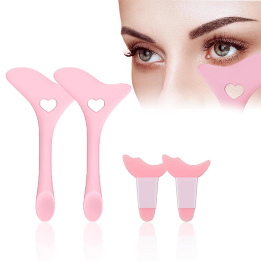 4Pcs Eyeliner Stencils Reusable Silicone Eyeliner Tool Eyeshadow Applicators Mascara Shields Eyeliner Eyelash Applicator Aid Tool Cosmetic Multifunctional Eye Makeup Accessory Tool for Women