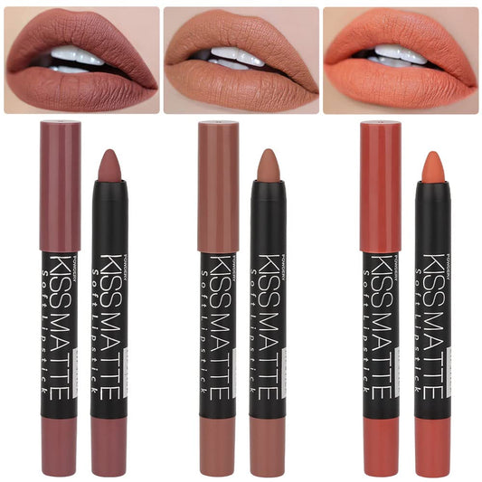 BINGBRUSH 3 Colors Longwear Lipstick Pack Set, Matte Color Stick Ultimate Lip Crayon for Makeup Collection - Nourishing Waterproof Velvet Lipgloss Lip Stain (08# 17# 19#)