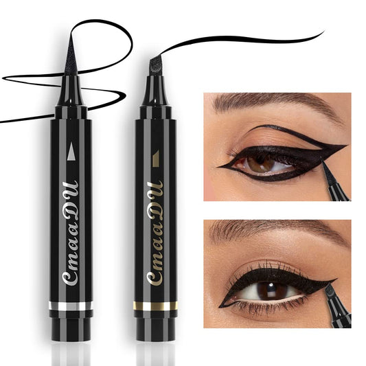 AMY'S DIARY 2 Pcs Waterproof Eyeliner Pen Super Slim&Thick Black Professional Makeup Liquid Eye Liner Pencil Long Lasting for Women(C1)