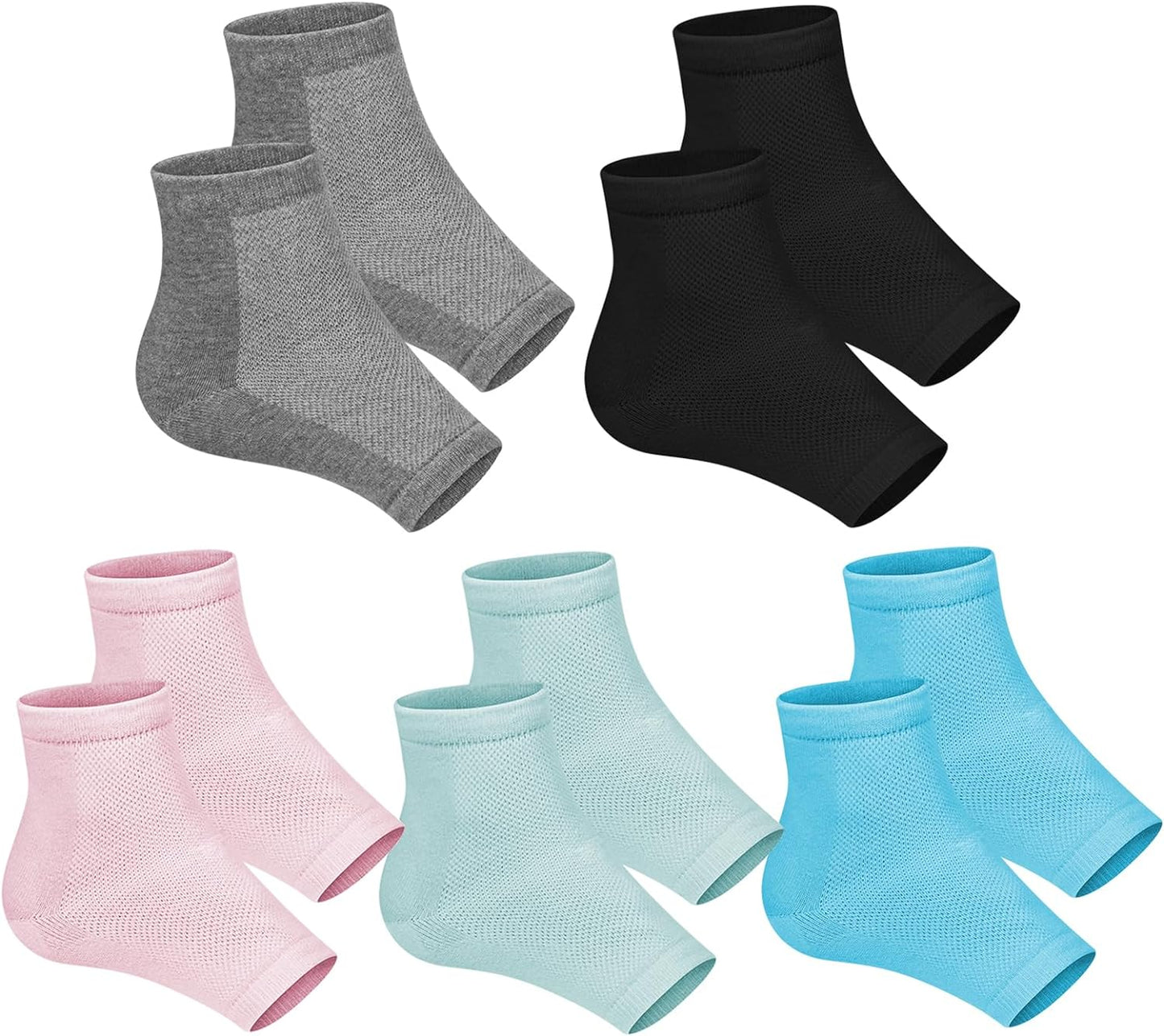 Cracked Heel Treatment Repair Socks - Ohtomber 5 Pairs Heel Softener Socks for Dry Cracked Feet Heels, Foot Care Toeless Pedicure Moisturizing Socks, Dry Feet Silicone Gel Socks Overnight