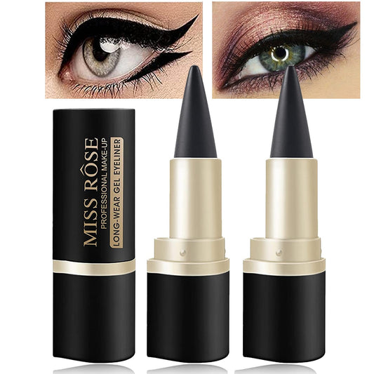 2 Pcs Black Gel Eyeliner,Easy to Use,Matte Waterproof Eye Liner Pencils,Eye Black Eyeshadow Stick Makeup, delineador de ojos contra el agua（2 Pcs Black）