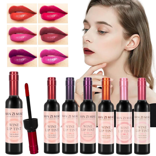 Wine Lip Tint 6 Colors Bottle Lip Sticks Matte Stain Long Lasting Waterproof Red Matte Liptint Long Lasting Velvet Liquor Bottle Set Non-Stick Lasting Mini Make Up Gift For Women Stain