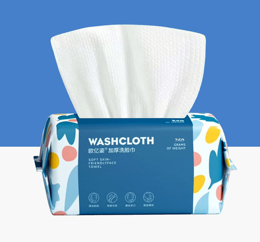 BanYakong 100 Count Disposable Face Towel, Thickening Ultra Soft Washcloth, Facial Cotton Tissue, Lint-free, Skin Cleansing Wipe, Dry and Sensitive Skin