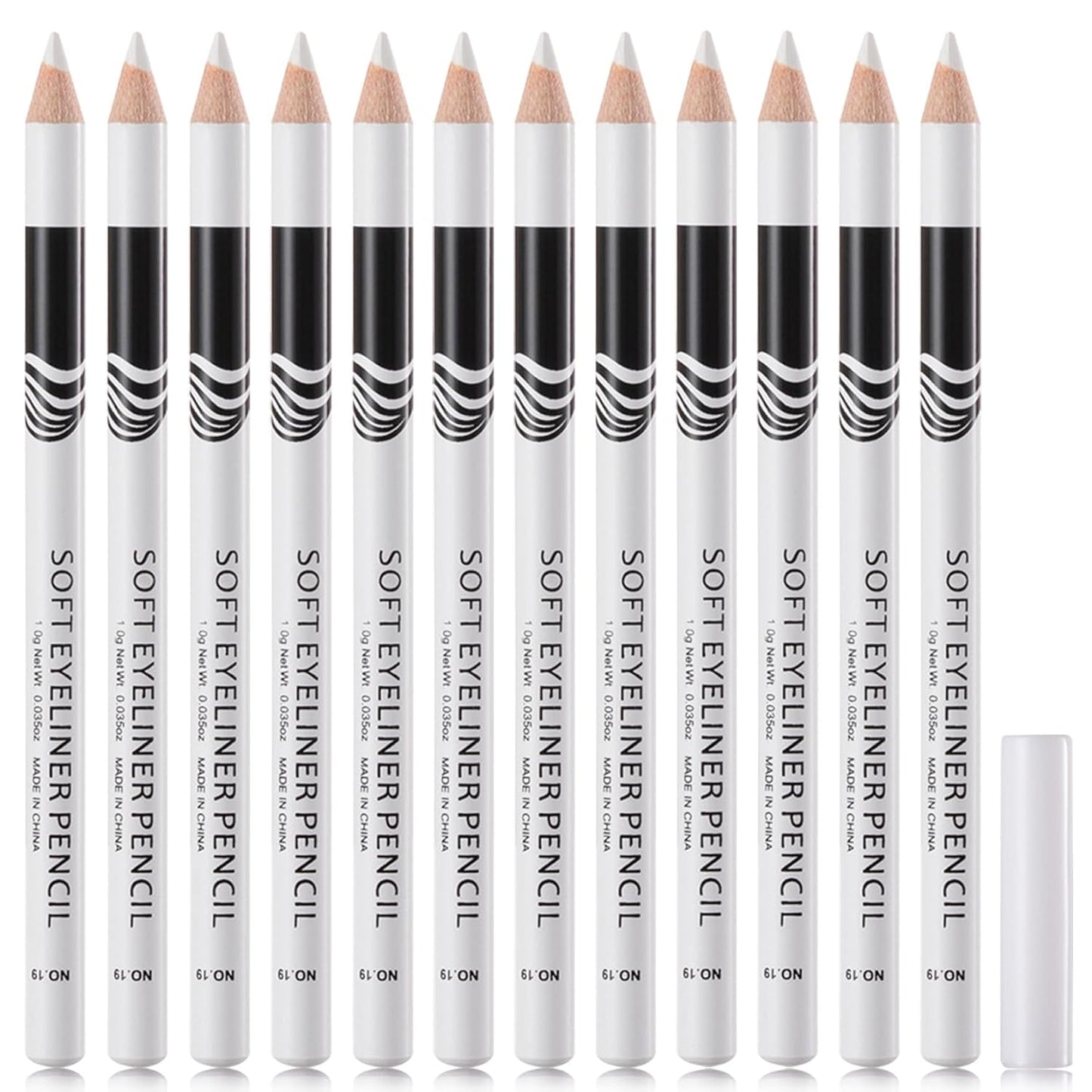 12 PCS White Eyeliner Pencils,Professional Long Lasting Waterproof White Makeup Pencils,Highly Pigmented Inner Corner Eye Highlighter Eyeliner Pencil White Eye Liner Pen Sets for Women