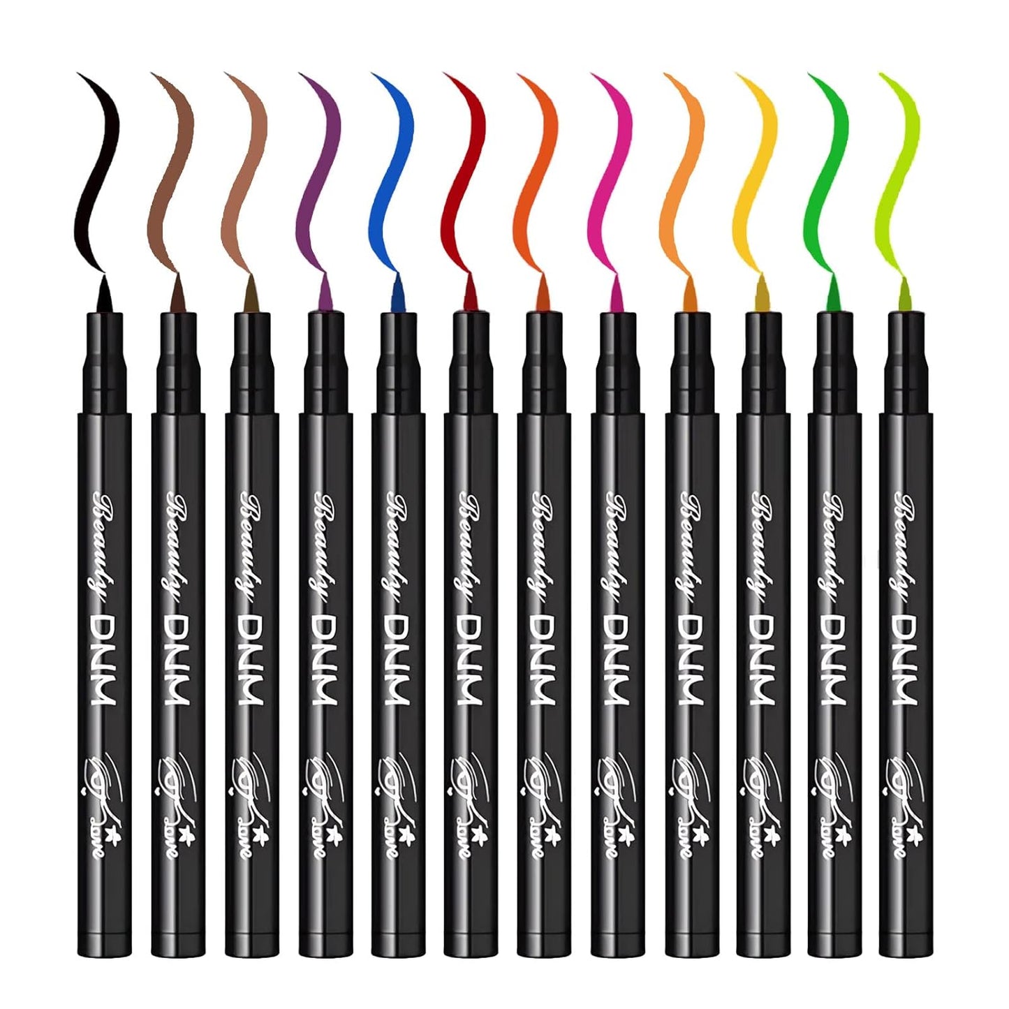 12 Pcs Matte Liquid Colored Eyeliner Set, Colorful Neon Eye Liners For Women Waterproof Smudge Proof Highly Pigmented Rainbow Eyeliner Pencil Quick Dry Eyes Makeup Pen 12 Colors Kit