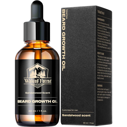 Waking Forest Beard Oil, [Thicker Beard] Beard Growth Oil Sandalwood with Vitamin E_Rosemary_Castor_Argan_Almond Gifts for Men