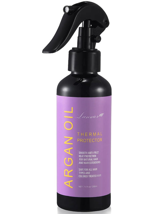 Lanvier Argan Oil Heat Protectant for Hair (6.8 Fl Oz/200ml), Hair Thermal Protector up to 450F from Flat Iron, Curling Iron, Hair Blow Dryer & UV Damage&Breakage and Split Ends-Sulfate & Alcohol Free