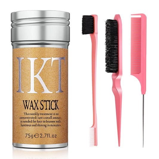 Hair Wax Stick, Edge Brush, Hair Tail Comb 4-Piece Set, Hair Wax Stick for Wig, Hair Smooth Stick for Edge Control of Hair Styling, for Weaving Hair
