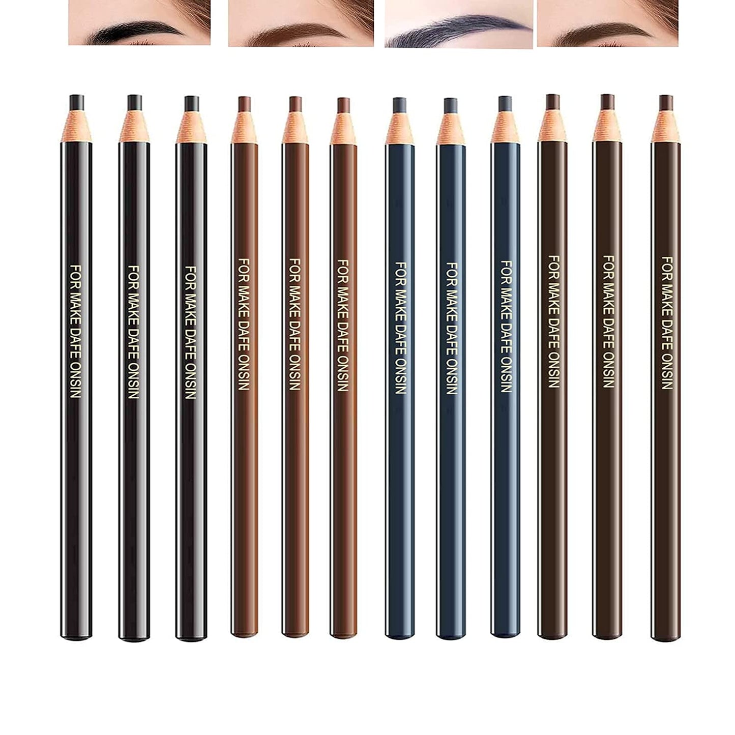 4 Colors Eyebrow Pencil Eyeliner Set, 12 eyeliner gel gel waterproof eyebrow pencil long lasting eyeliner professional eye pencil-Smudgeproof Makeup Eyeliner Pencil for Women