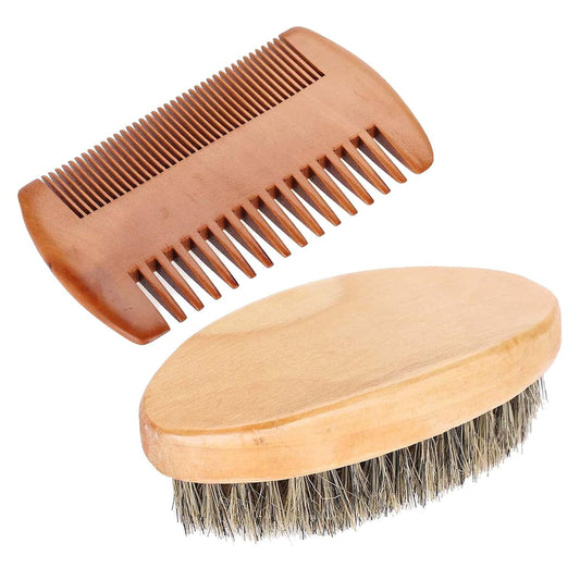 B0922Czmnc,brush and wooden comb, Comb Facial Beard Shaving Cleaning men's beard Grooming Kit Men Mustache Oval Brush