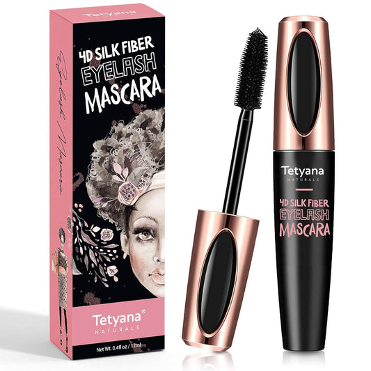4D Silk Fiber Lash Mascara Waterproof, Luxuriously Longer, Thicker, Voluminous Eyelashes, Long-Lasting, Dramatic Extension, Smudge-proof, Hypoallergenic Formula