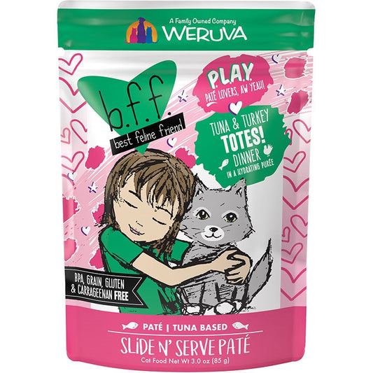 BFF Cat Play Tuna and Turkey Totes! Dinner 3oz. Pouch (Case Of 12)