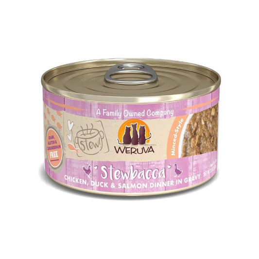 Weruva Cat Stewbacca Chicken; Duck and Salmon Dinner in Gravy 5.5oz (Case Of 8)