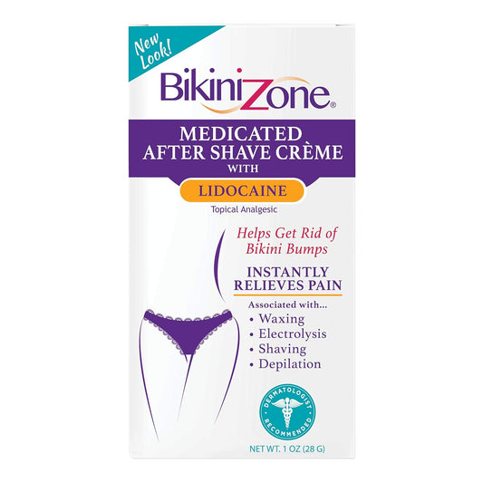 Bikini Zone Medicated After Shave Cr�me - Instantly Stop Shaving Bumps, Irritation & Itchiness - Gentle Formula Cream for Sensitive Areas - Dermatologist Approved & Stain-Free (1 oz)