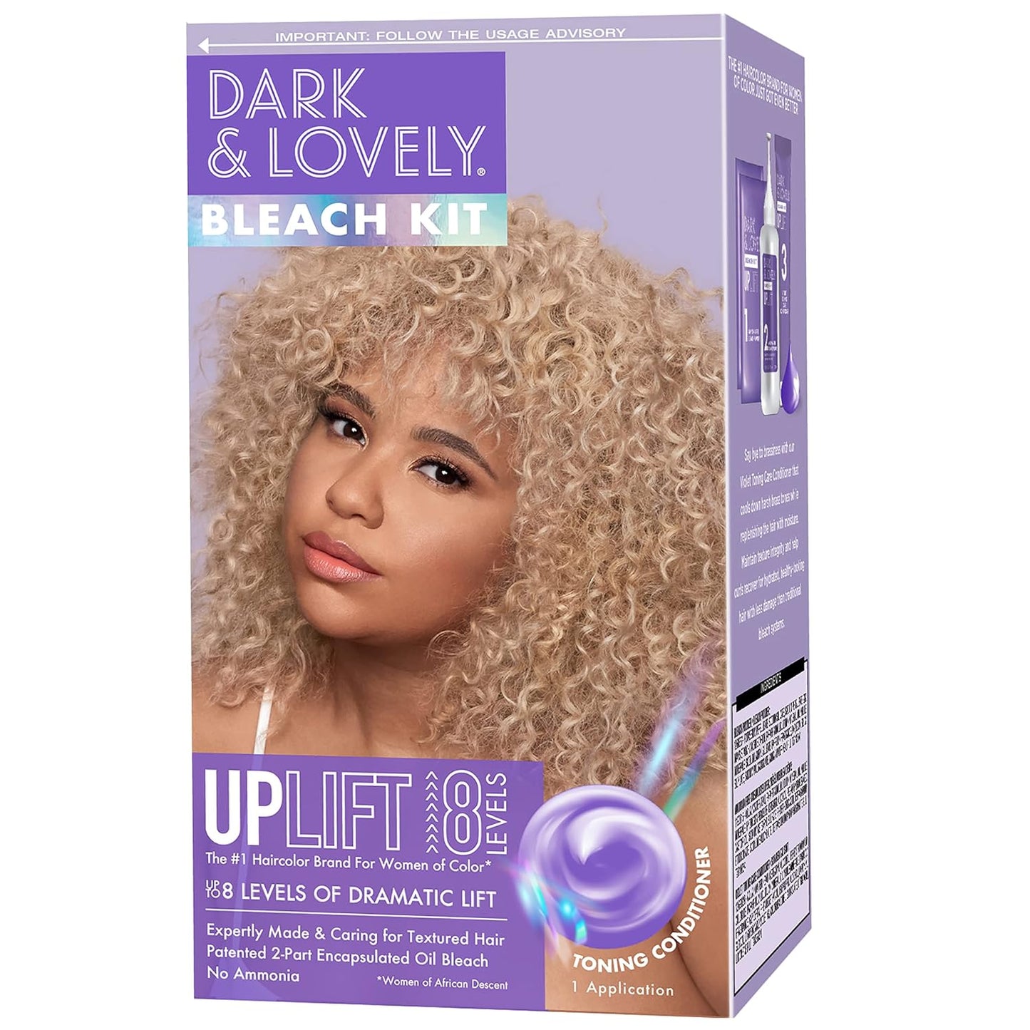 SoftSheen-Carson Interbeauty Dark and Lovely¨ Uplift Hair Bleaching Kit for Dark Hair, Bleach Blonde Hair Dye Kit includes Hair Bleach Powder, Cream Developer and Hair Toner Bleach Blonde 1 kit