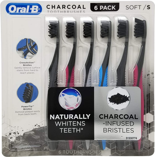 Oral-B Charcoal Toothbrush, Soft (Pack of 6)