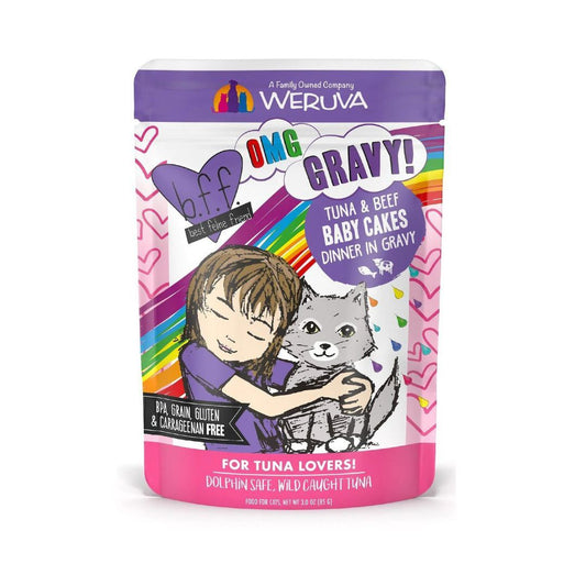BFF Cat Omg Baby Cakes Tuna and Beef Dinner in Gravy 3oz. Pouch (Case Of 12)