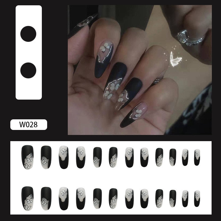 24pcs Smiley Cloud Stiletto False Nails