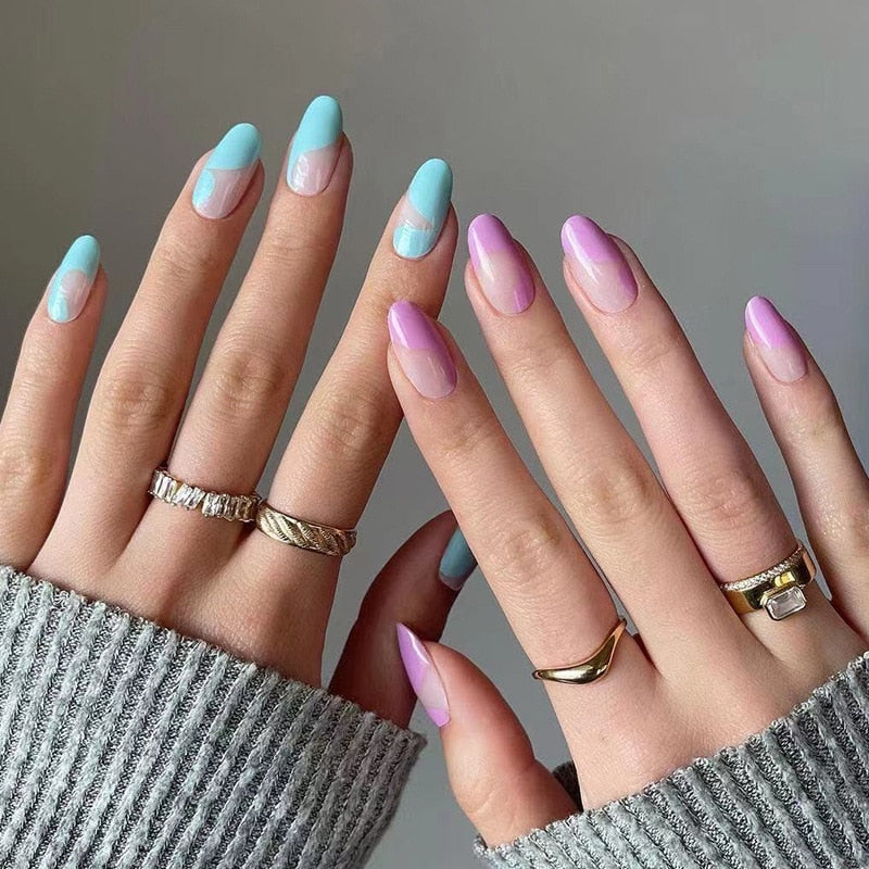 24pcs Smiley Cloud Stiletto False Nails