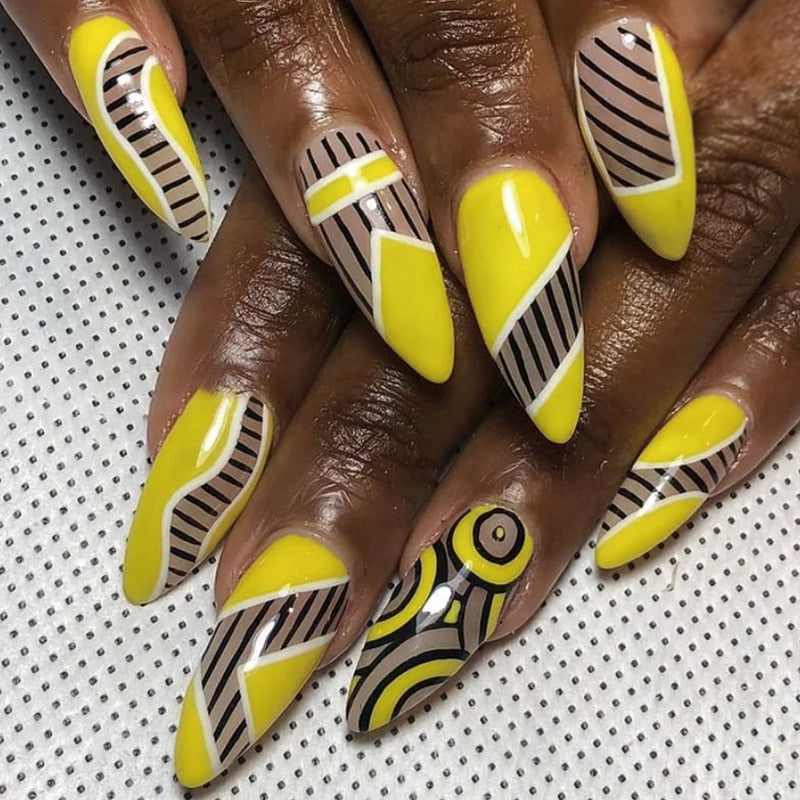 24pcs Smiley Cloud Stiletto False Nails
