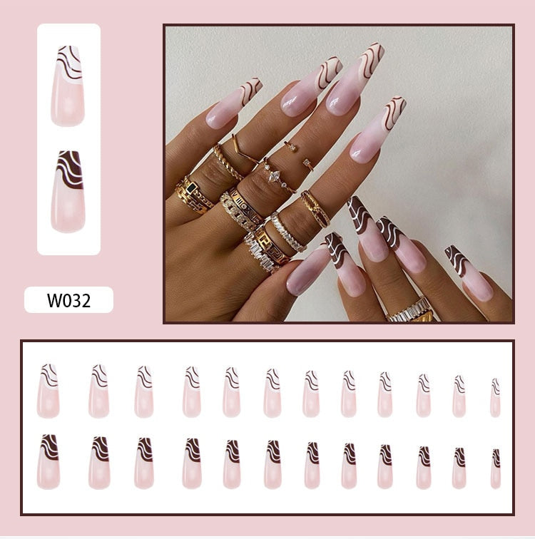 24pcs Smiley Cloud Stiletto False Nails