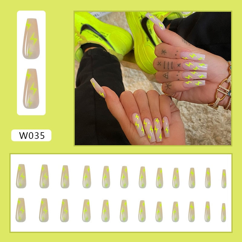 24pcs Smiley Cloud Stiletto False Nails