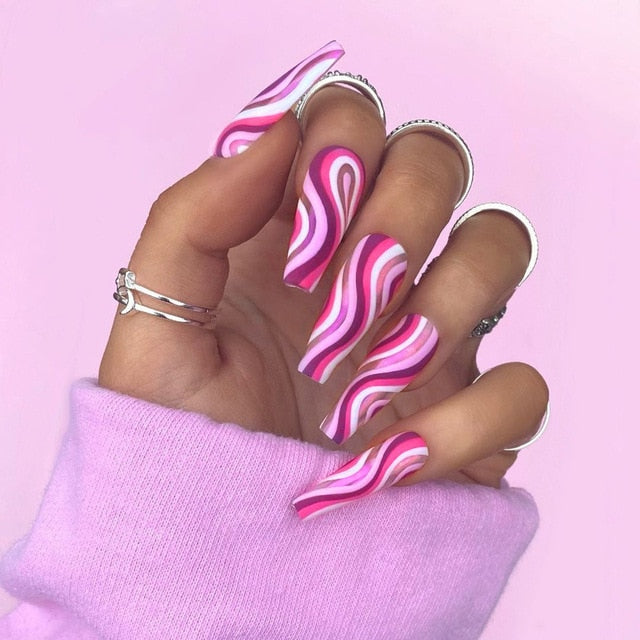 24pcs Smiley Cloud Stiletto False Nails