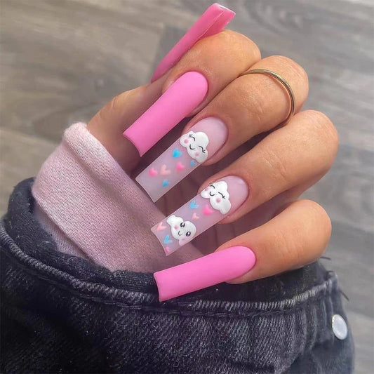 24pcs Smiley Cloud Stiletto False Nails