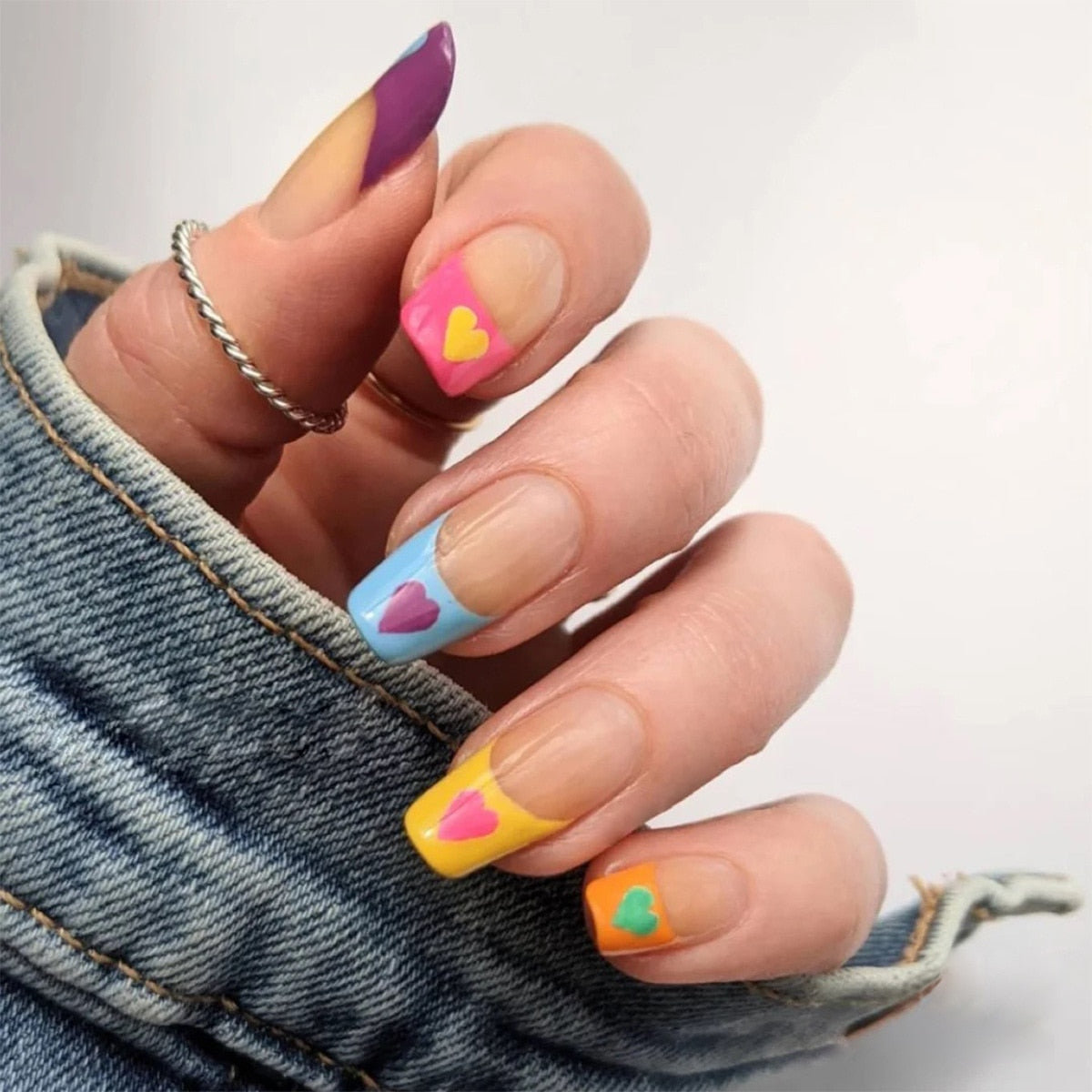 24pcs Smiley Cloud Stiletto False Nails