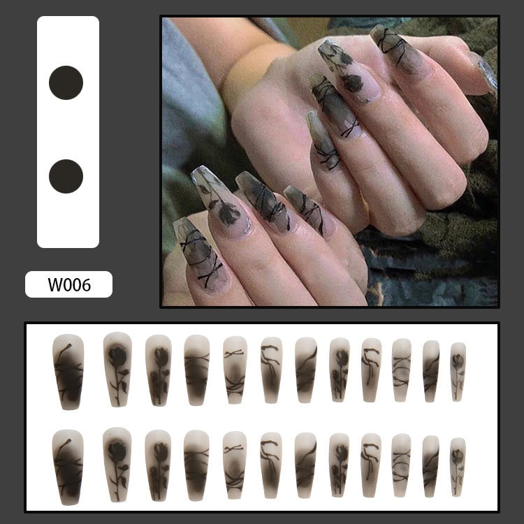 24pcs Smiley Cloud Stiletto False Nails