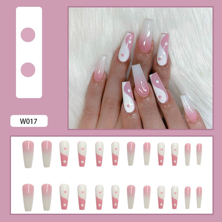 24pcs Smiley Cloud Stiletto False Nails