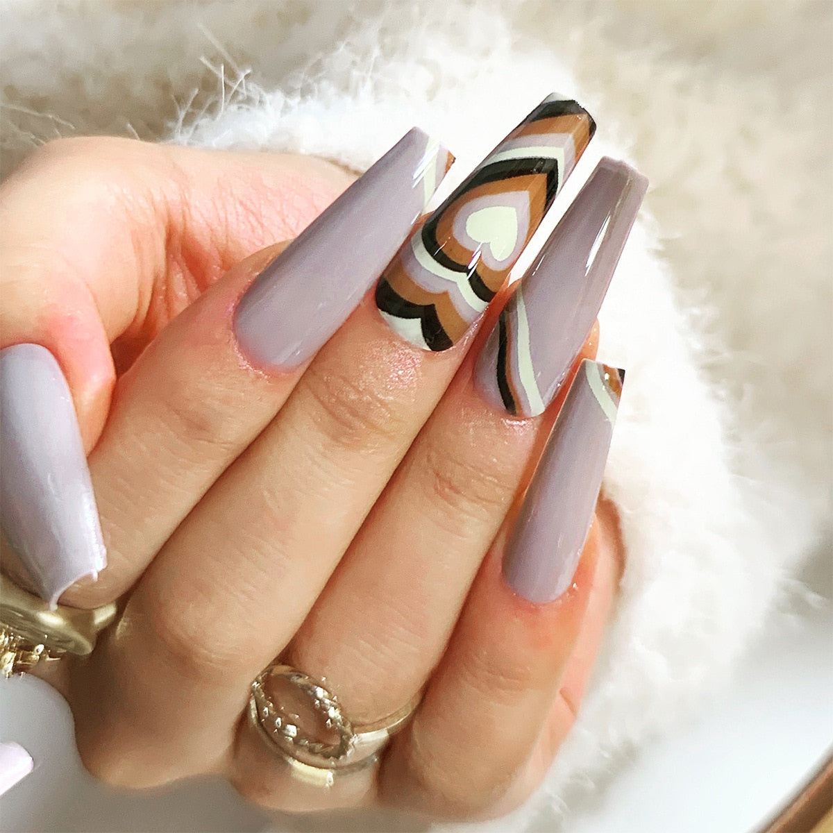 24pcs Smiley Cloud Stiletto False Nails