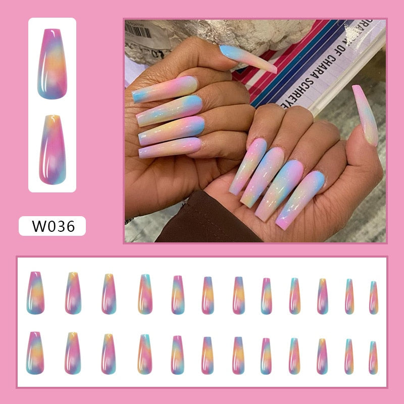 24pcs Smiley Cloud Stiletto False Nails