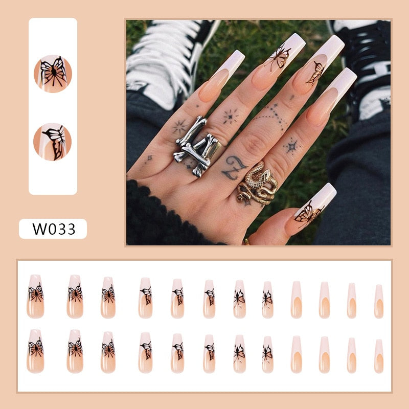 24pcs Smiley Cloud Stiletto False Nails