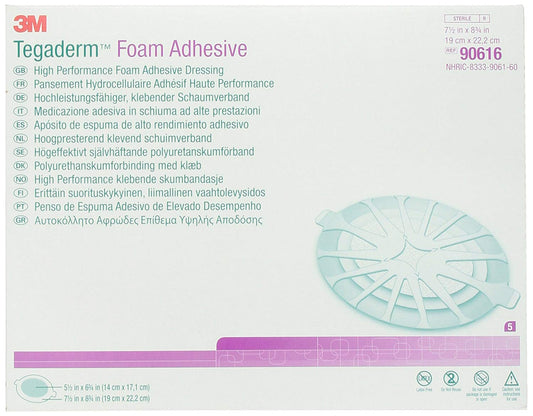 3M Tegaderm 90616 Foam Dressing 7-1/2 X 8-3/4 Inch Oval Adhesive with Border Sterile. 1 each